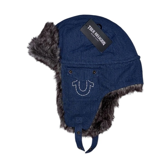 True Religion (NWT) Denim Trapper Hat - Picture 3 of 8